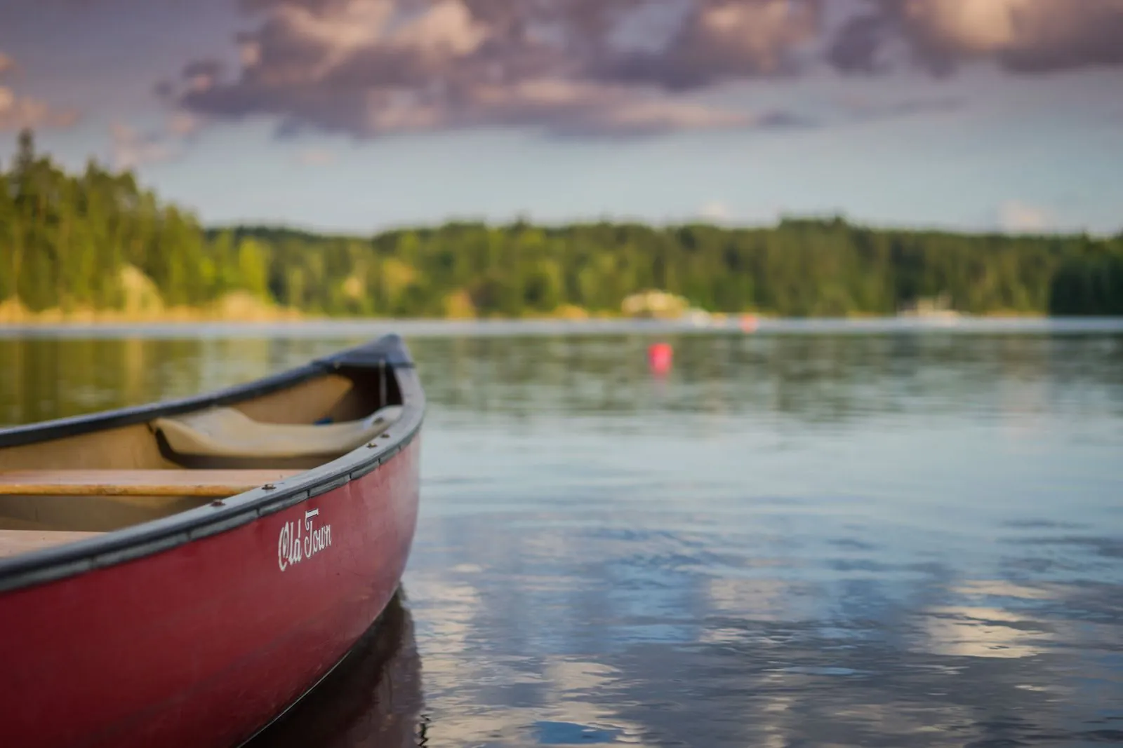 Canoe on Lac Moore at sunset