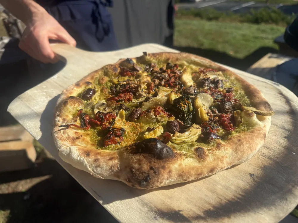 Homemade pizza fresh out of the oven